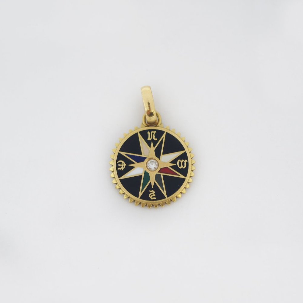 FOUNDRE 18K Gold  Internal Compass Medallion Pendant